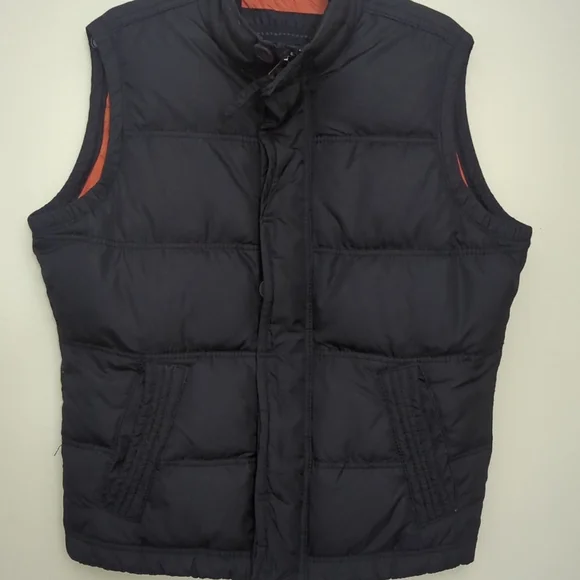 Abercrombie Fitch Mens Summit Rock Down Puffer Vest Full Zip Black Orange